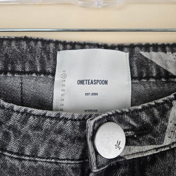 One Teaspoon Camden Star Freebirds High Rise Ankle Zip Black Slim Jeans US 23 - Picture 3 of 6